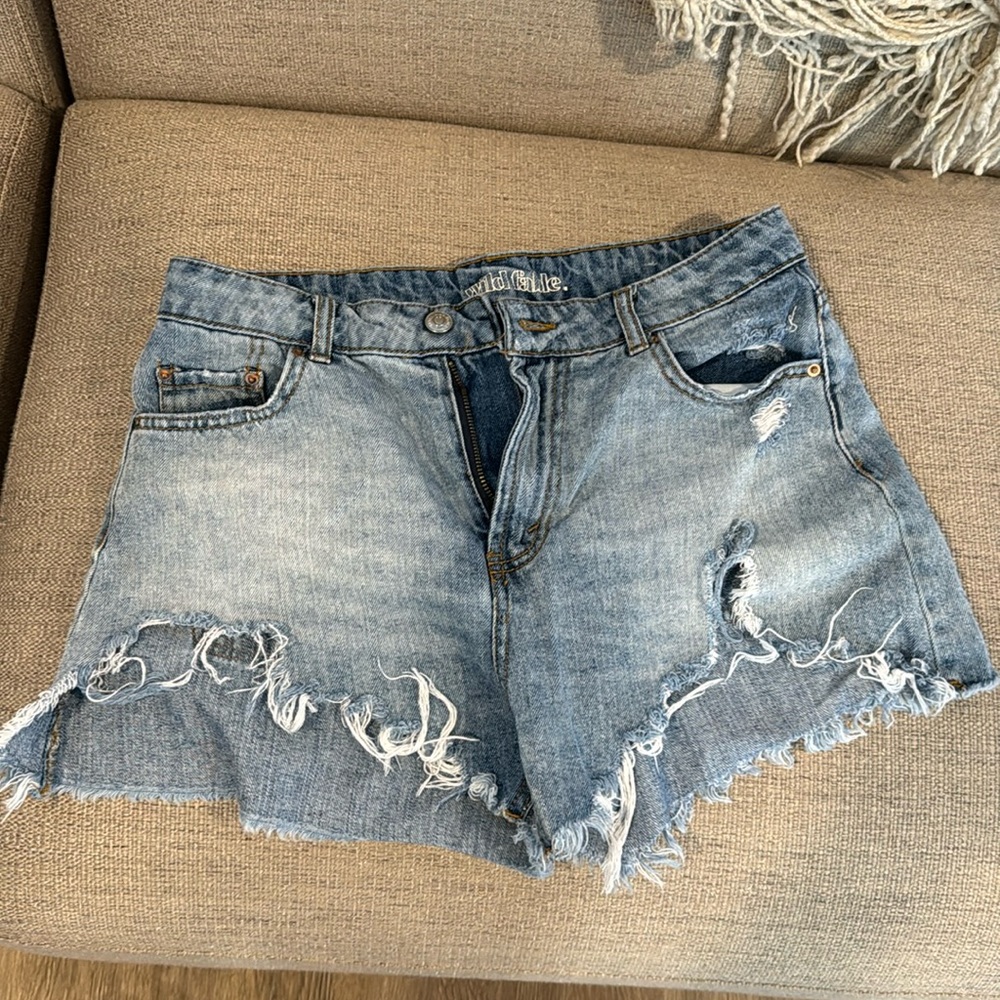 wild fabel destroyed denim shorts
